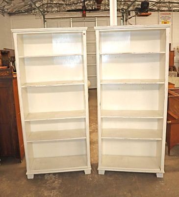 PR shabby chic style 6 shelf bookcases. Pair of shabby chic style 6 shelf bookcases approx. 35"