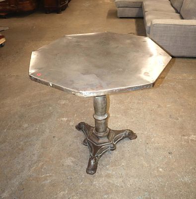 Industrial style octagon steel top table. Industrial decorator style steel octagon top table
