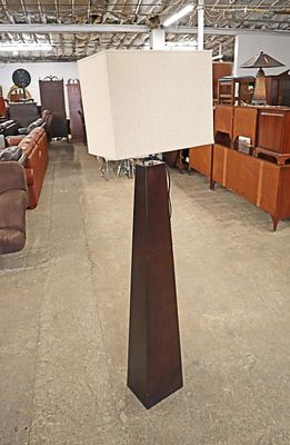 Contemporary mahogany decorator pole lamp approx. 18" w x 10" d x 67" h