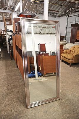 Modern black chrome frame dressing mirror. Modern black chrome style frame bevel glass dressing
