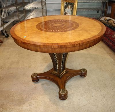 Beautiful Maitland Smith walnut center table. Beautiful Maitland Smith banded walnut and