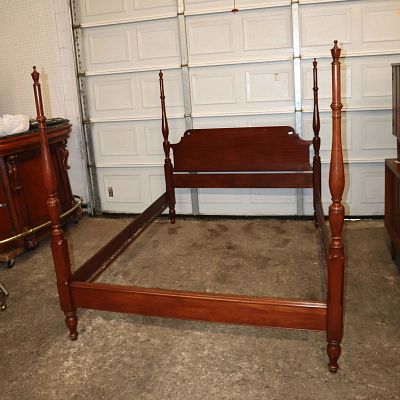 Henkel Harris solid cherry queen size bed with rails approx. 66" w x 88" d x 66" h