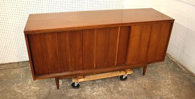 MCM walnut fitted interior buffet. Mid century modern walnut fitted interior buffet approx. 66"
