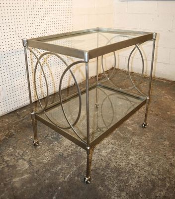 Steel 2 tier modern design serving cart. Steel 2 tier modern design glass top serving cart
