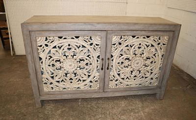 Basset decorator pierced carved door buffet. Basset 2 door decorator buffet with pierced carved