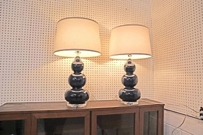 PR like new modern design table lamps working. WORKING Pair of like new modern design cobalt