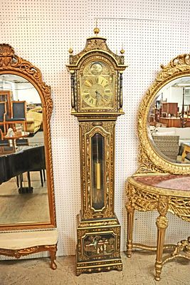 Tempus Fugit chinoiserie tall case clock. Tempus Fugit Chinoiserie decorator tall case clock 