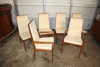 Set of 6 Foster-McDavid MCM walnut DR chairs. Set of 6 Foster-McDavid mid century modern solid 