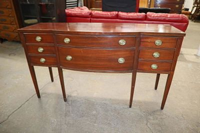Mahogany tapered leg 6 drawer sideboard approx. 66" w x 21" d x 37" h