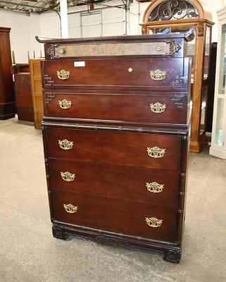 Asian hardwood brass face 6 drawer high chest. Asian hardwood bras face 6 drawer high chest 