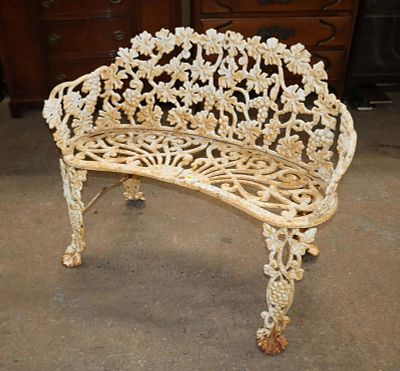 Fancy vintage cast iron garden bench approx. 40" w x 20" d x 30" h