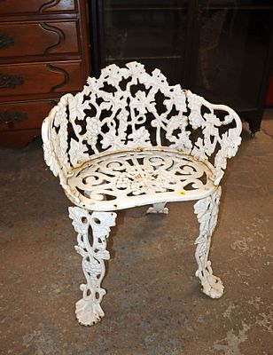 Fancy vintage cast iron garden chair approx. 22" w x 20" d x 27" h