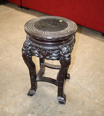 Antique Asian hardwood stand approx. 16" diameter x 24" h