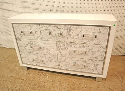 Like new faux marble front 3 over 4 modern chest approx. 62" w x 18" d x 39" h