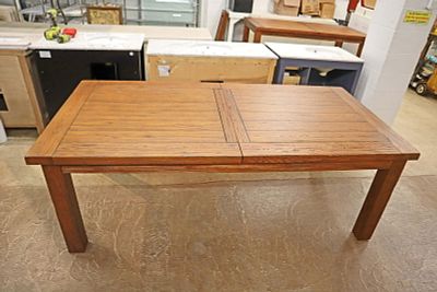 Emerald Home brown dining room table, DOES NOT separate, been modified not to open, NO LEAF