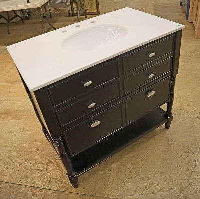 New 36" Marble top bathroom vanity. New 36" marble top bathroom vanity in the black, does have