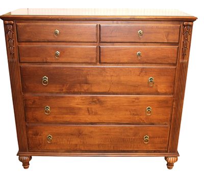 Ethan Allen solid cherry high chest with jewelry box. Ethan Allen solid cherry 6 drawer high 
