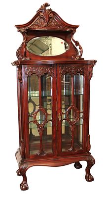 Beautiful highly carved and ornate mahogany curio. Beautiful highly carved and ornate solid 