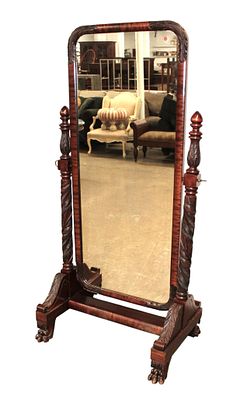 Fantastic antique acanthus paw foot cheval dressing mirror. Fantastic antique acanthus carved 