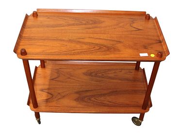 Hundevad mid century modern 2 tier walnut tea cart, structurally sound and in good condition