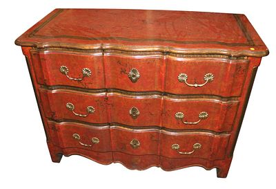 Maitland Smith style country french chest. Quality leather wrapped and distressed country French