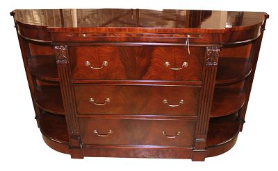 Beautiful solid mahogany curved credenza. Beautiful solid mahogany 3 drawer curved credenza with