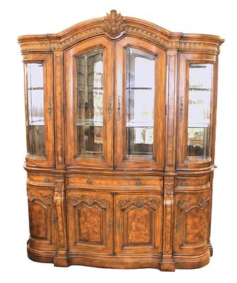 Impressive Collezione Europa large china cabinet. Impressive Collezione Europa large carved burl