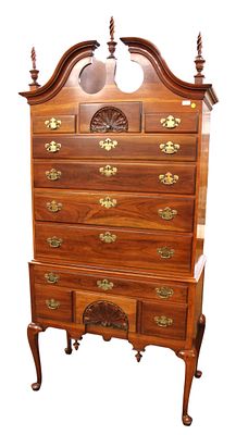 Vtg Statton Private Coll clean full bonnet highboy. Vintage Statton Furniture Private Collection
