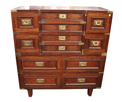 Nice Asian rosewood 10 drawer 2 stack chest. Nice solid Asian rosewood 10 drawer 2 stack chest
