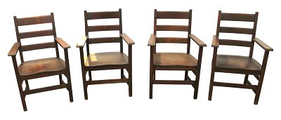 Lifetime style antique mission pub arm chairs. Set of 4 antique mission quartersawn oak tavern