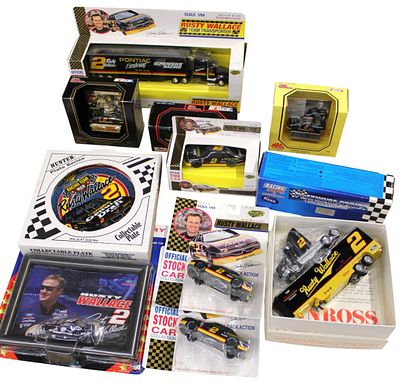 Rusty Wallace Nascar diecast cars, plates, poster. Assortment of Rusty Wallace Nascar 