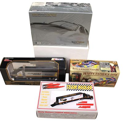 4 diecast cars: 2 Wallace, Rude, LaBonte. 4 diecast cars: 2 Rusty Wallace cars, Ricky Rude 