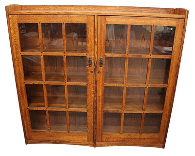 Restoration Hardware mission ebony tendon bookcase. Restoration Hardware mission oak 2 door 