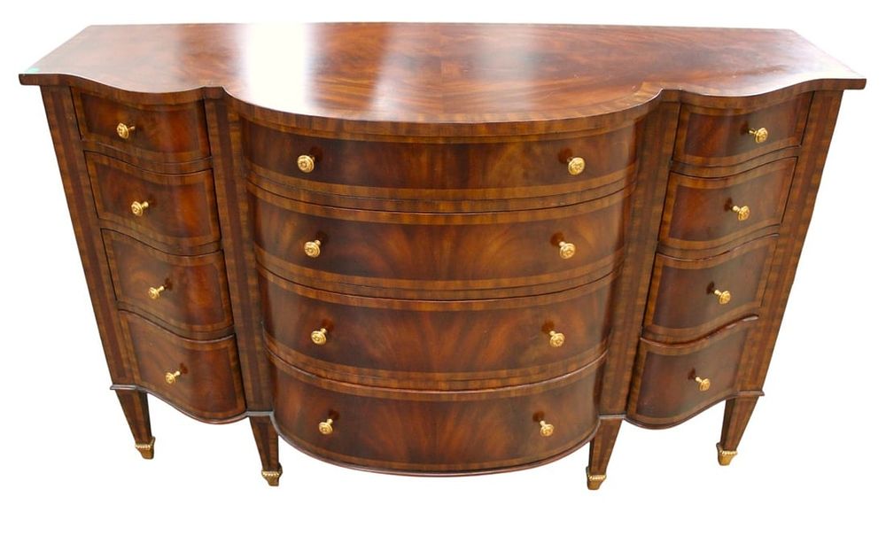 Maitland Smith serpentine burl banded 12 drawer chest. Maitland Smith serpentine front burl 