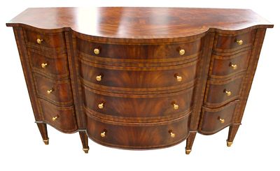 Maitland Smith serpentine burl banded 12 drawer chest. Maitland Smith serpentine front burl 