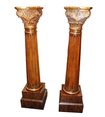 Pr. Maitland Smith burl rosewood & mahog pedestals. Fantastic pair of Maitland Smith burl 