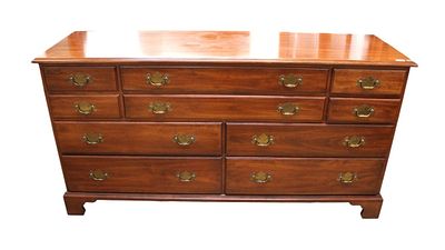 Henkel Harris solid cherry 10 drawer low chest, original finish, structurally sound, good 