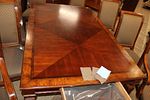 Ethan Allen 9pc burl mahogany & banded dining set. Ethan Allen 9 piece burl mahogany and banded Image - 2