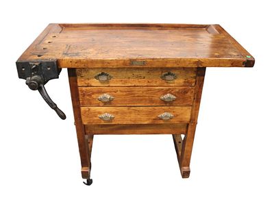 Antique E.H. Sheldon & Co. work bench & vice CHI ILL. Nice antique E.H. Sheldon &amp; Co. 3 