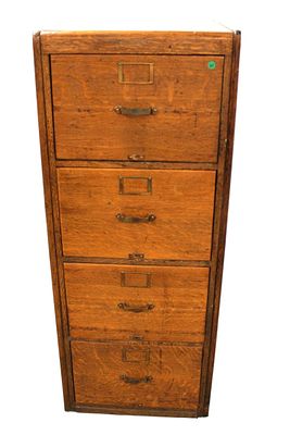 Antique quartersawn oak paneled filing cabinet. Antique quartersawn oak 4 drawer filing cabinet 