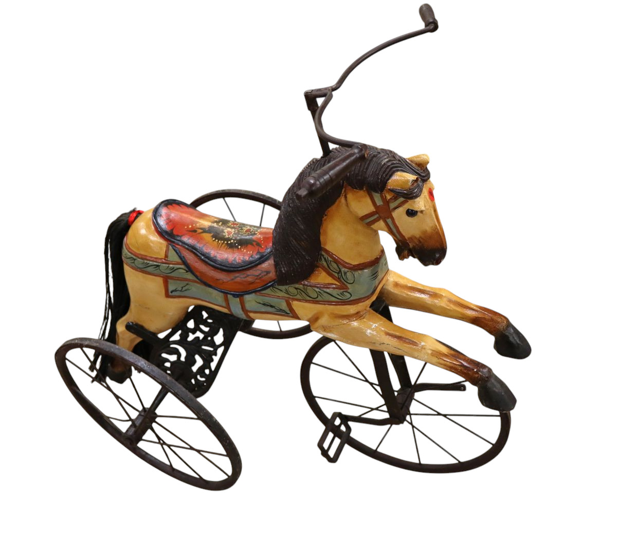 Lot 406 - Vintage hand painted riding horse tricycle | South