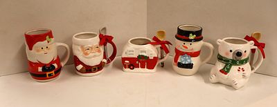 5 Bayisland and other Christmas mugs and pots. 5 Bayisland and other Christmas mugs and pots.