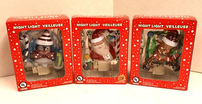 3 Christmas holiday night lights in boxes - like new.