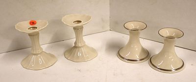 4 Lenox porcelain candle sticks.