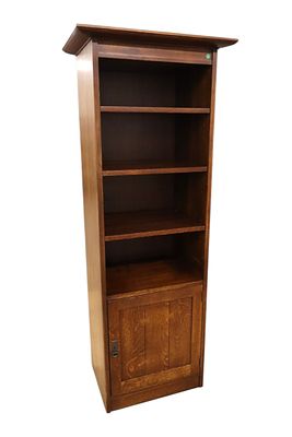 Stickley mission oak open front bow tie bookcase. Stickley mission oak open front bookcase with 