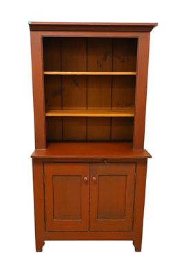 Pete Schultz stepback pewter bench made cupboard. Antique style bench made by Pete Schultz 