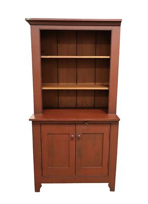 Pete Schultz stepback pewter bench made cupboard. Antique style bench made by Pete Schultz 