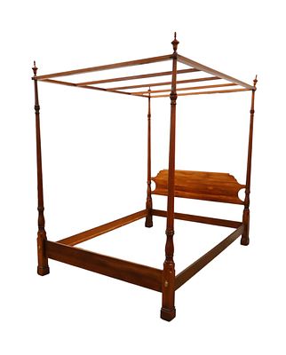 Solid cherry 4 poster queen size canopy bed, quality made, original finish, structurally sound 