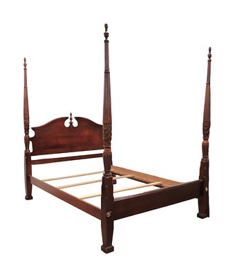 Mahogany 4 poster queen size traditional style bed, original finish, structurally sound and in 