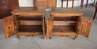 Pair of country french style knotty pine 2 door nightstands, original finish, structurally Image - 1
